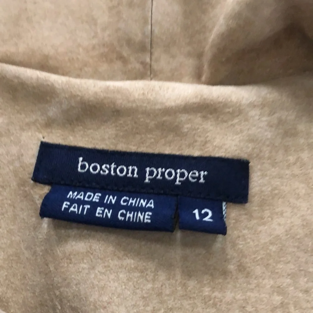 Boston proper size 12 camel color leather long coat - Picture 2 of 15